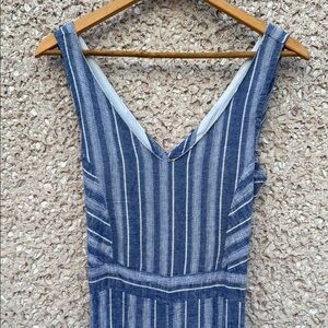 Backless Chambray Lightweight Stripe Jumpsuit